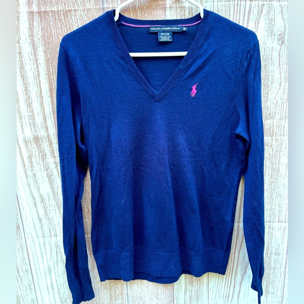 VTG Ralph Lauren Golf M Italian wool lightweight sweater preppy quiet luxury - Picture 2 of 9